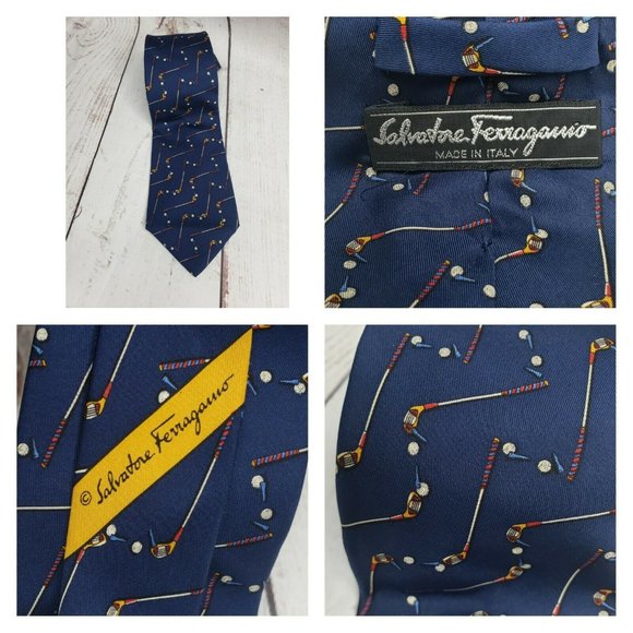 Salvatore Ferragamo Italian Made Navy Blue Tie